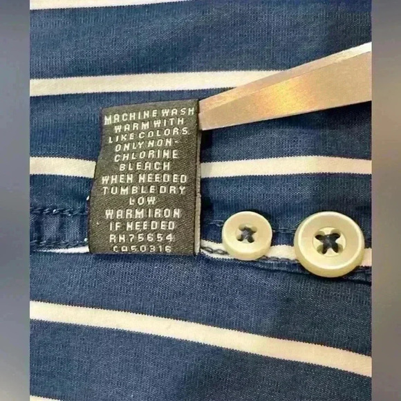 ABERCROMBIE & FITCH Mens X XL Blue & White Striped Button Down - Picture 6 of 6